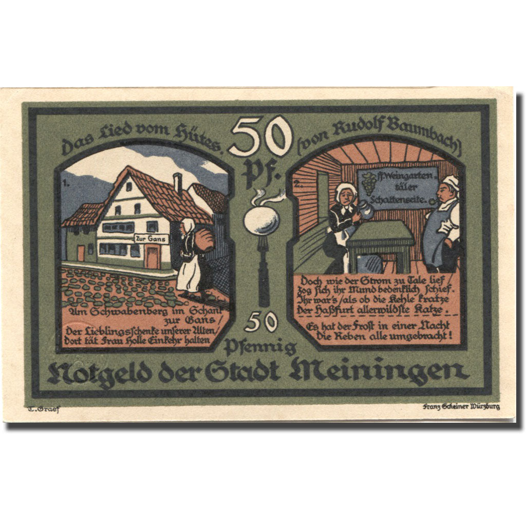 Banknote, Germany, Meiningen, 50 Pfennig, ferme, 1921, UNC(63) Mehl:877.1