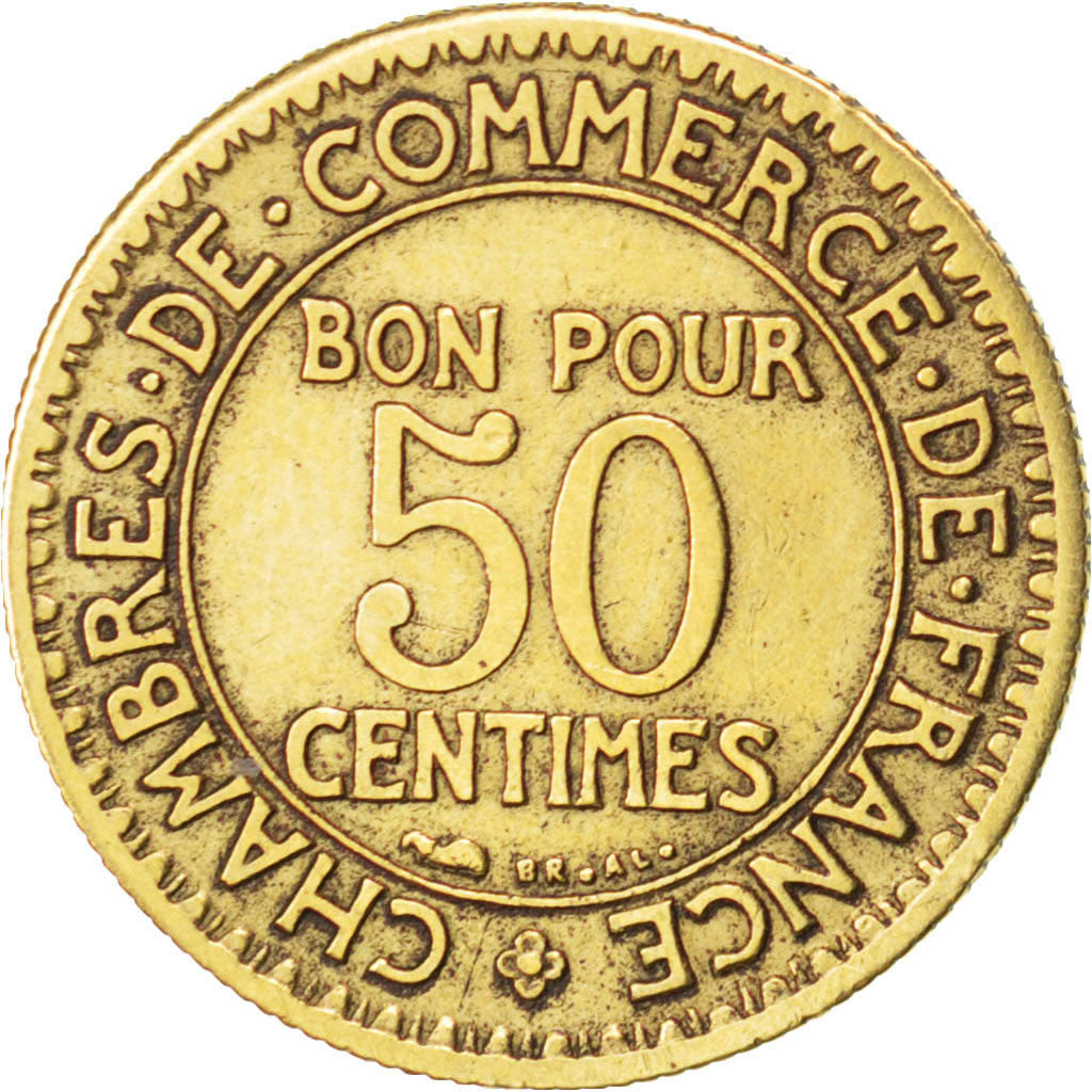 FRANCE, Chambre de commerce, 50 Centimes, 1924, KM #884, EF(40-45),...