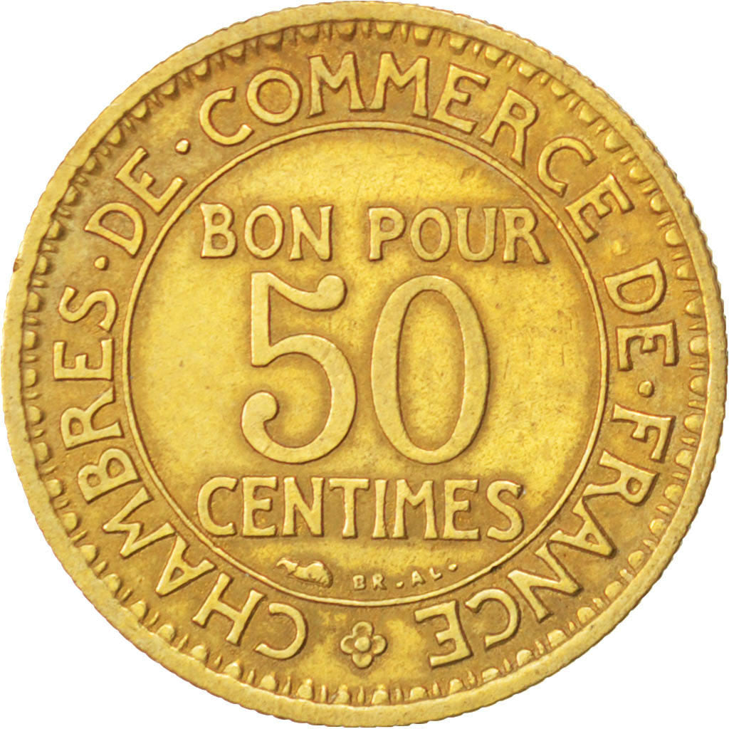 FRANCE, Chambre de commerce, 50 Centimes, 1928, KM #884, EF(40-45),...