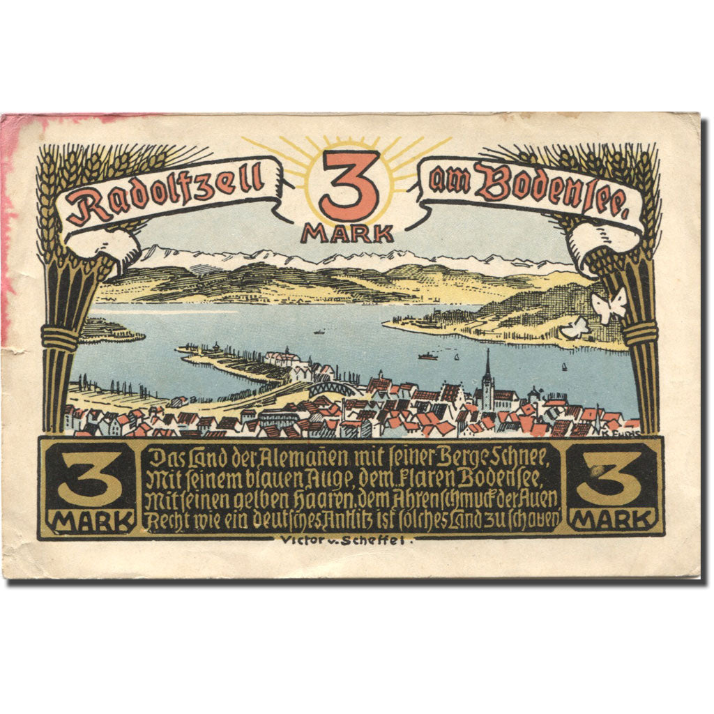 Banknote, Germany, Radolfzell, 3 Mark, montagne, 1921 EF(40-45) Mehl:432.01b