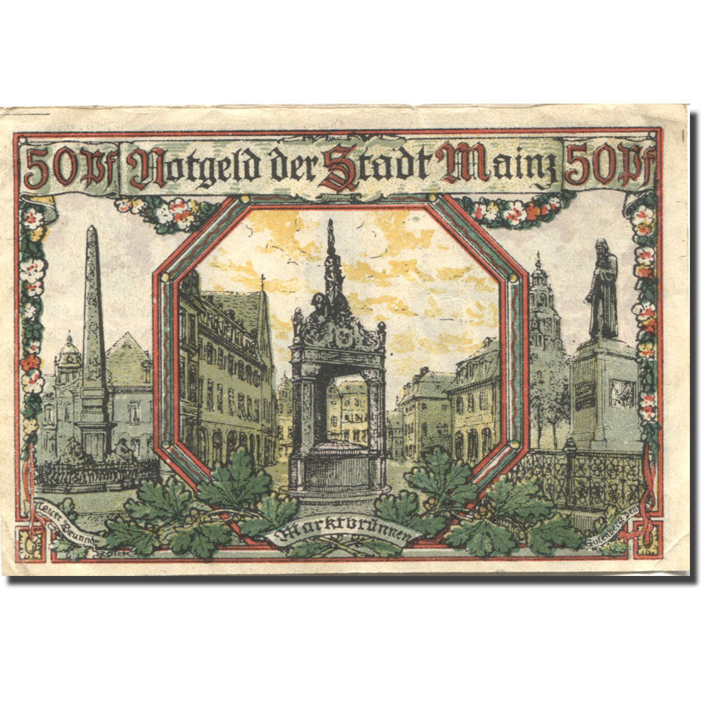 Billet, Allemagne, Mainz, 50 Pfennig, Eglise, 1921, 1921-01-01, SUP, Mehl:860.1a