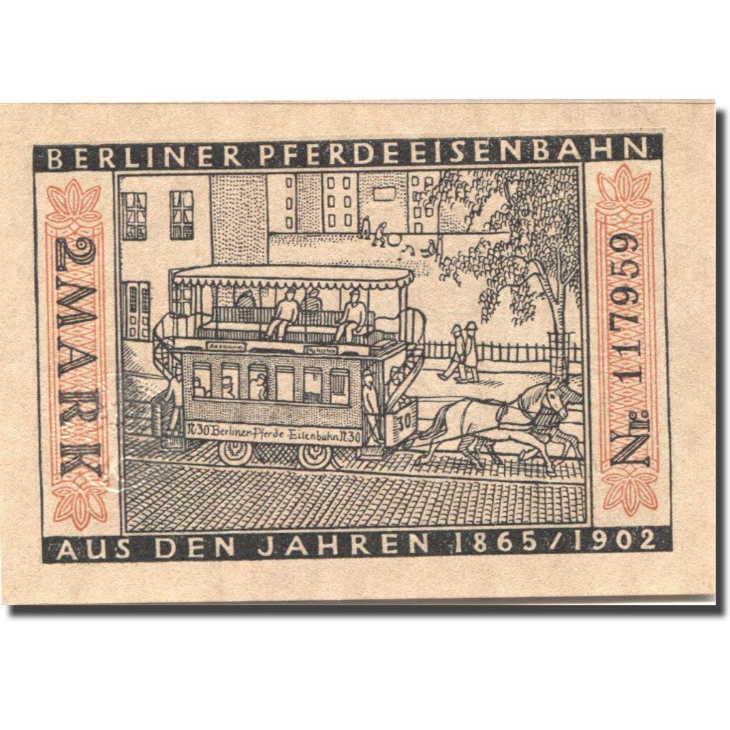 Banknote, Germany, Berlin, 2 Mark, Bus, 1922, 1922-03-01, UNC(63), Mehl:92.3