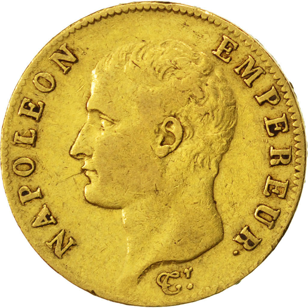 FRANCE, Napoléon I, 20 Francs, 1805, Paris, KM #663.1, VF(30-35), Gold, Gadoury 