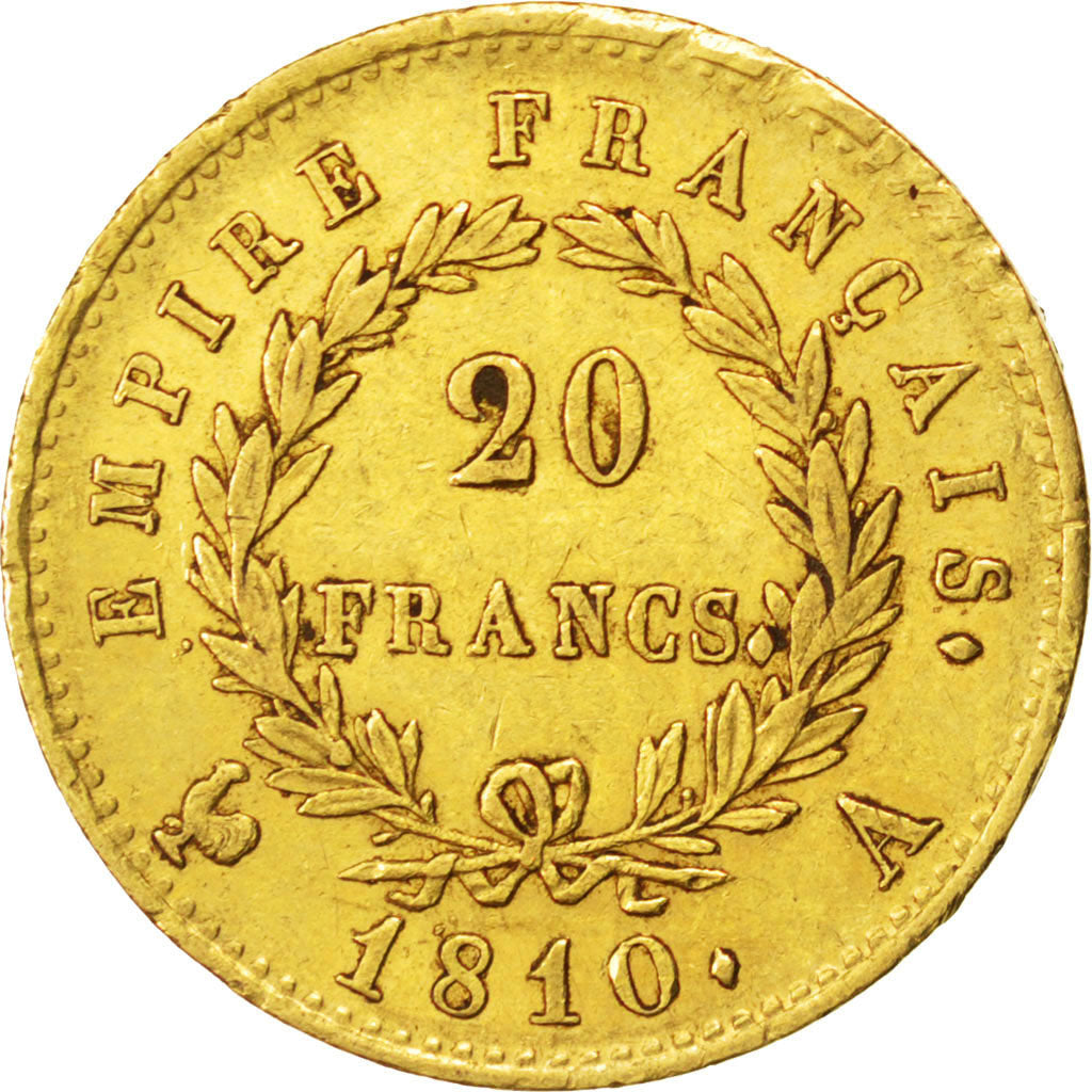 FRANCE, Napoléon I, 20 Francs, 1810, Paris, KM #695.1, EF(40-45), Gold, Gadoury 