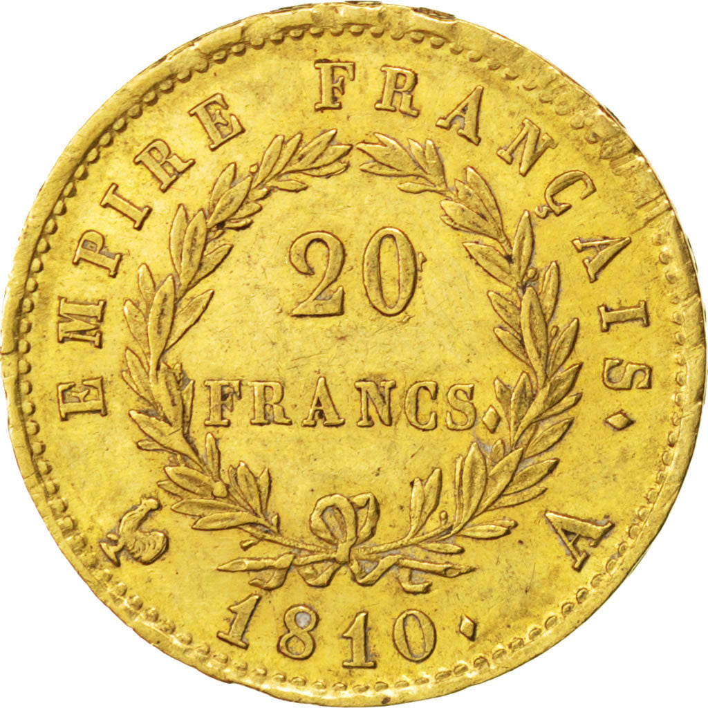 Premier Empire, 20 Francs or au revers Empire 1810 Paris, KM 695.1