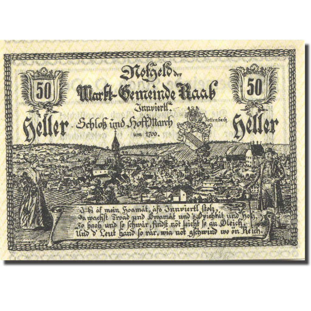 Billet, Autriche, Raab, 50 Heller, village 1920-02-26, SPL, Mehl:FS 805IIa