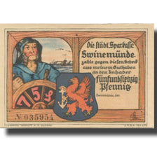 Banconote, Germania, Swinemünde, 75 Pfennig, pêcheur, SPL, Mehl:1306.1B