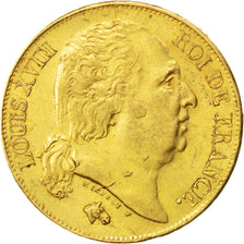 Coin, France, Louis XVIII, Louis XVIII, 20 Francs, 1818, Lille, AU(50-53), Gold