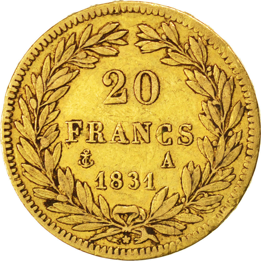 Louis Philippe I, 20 Francs or tête nue 1831 Paris, tranche en relief, KM 746.1