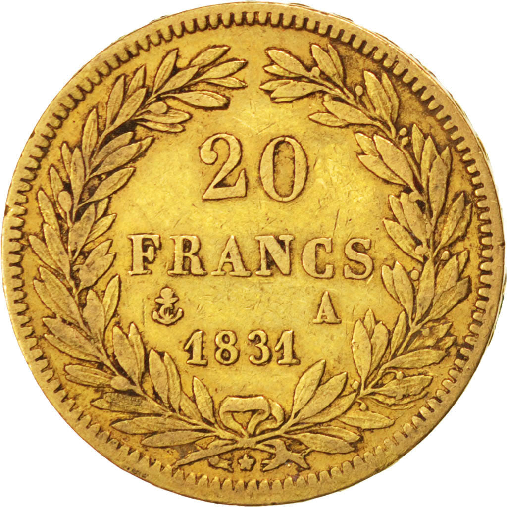 FRANCE, Louis-Philippe, 20 Francs, 1831, Paris, KM #746.1, EF(40-45), Gold,...