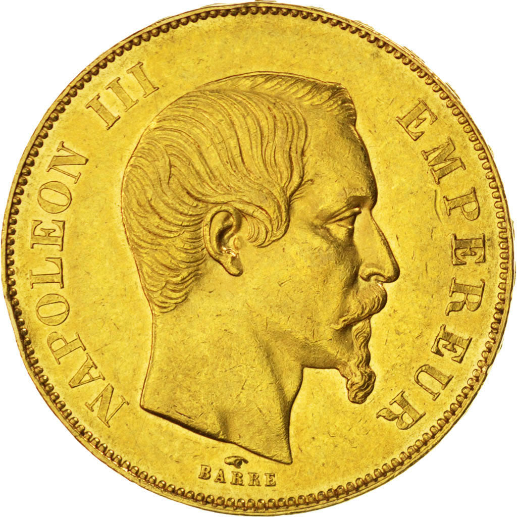Second Empire, 50 Francs or Napoléon III tête nue 1855 Paris, KM 785.1