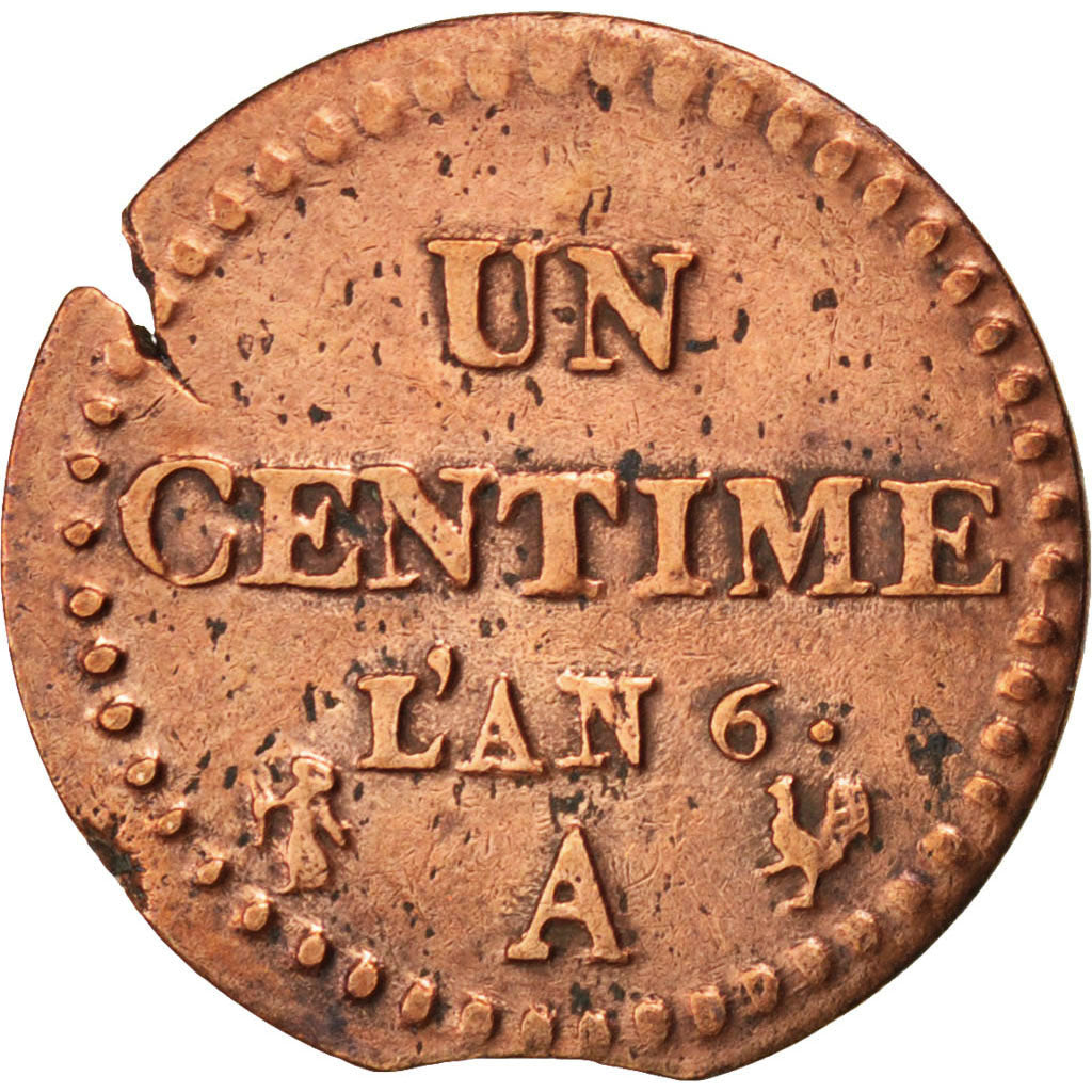 FRANCE, Dupré, Centime, 1797, Paris, KM #646, VF(20-25), Bronze, 18, Gadoury #76