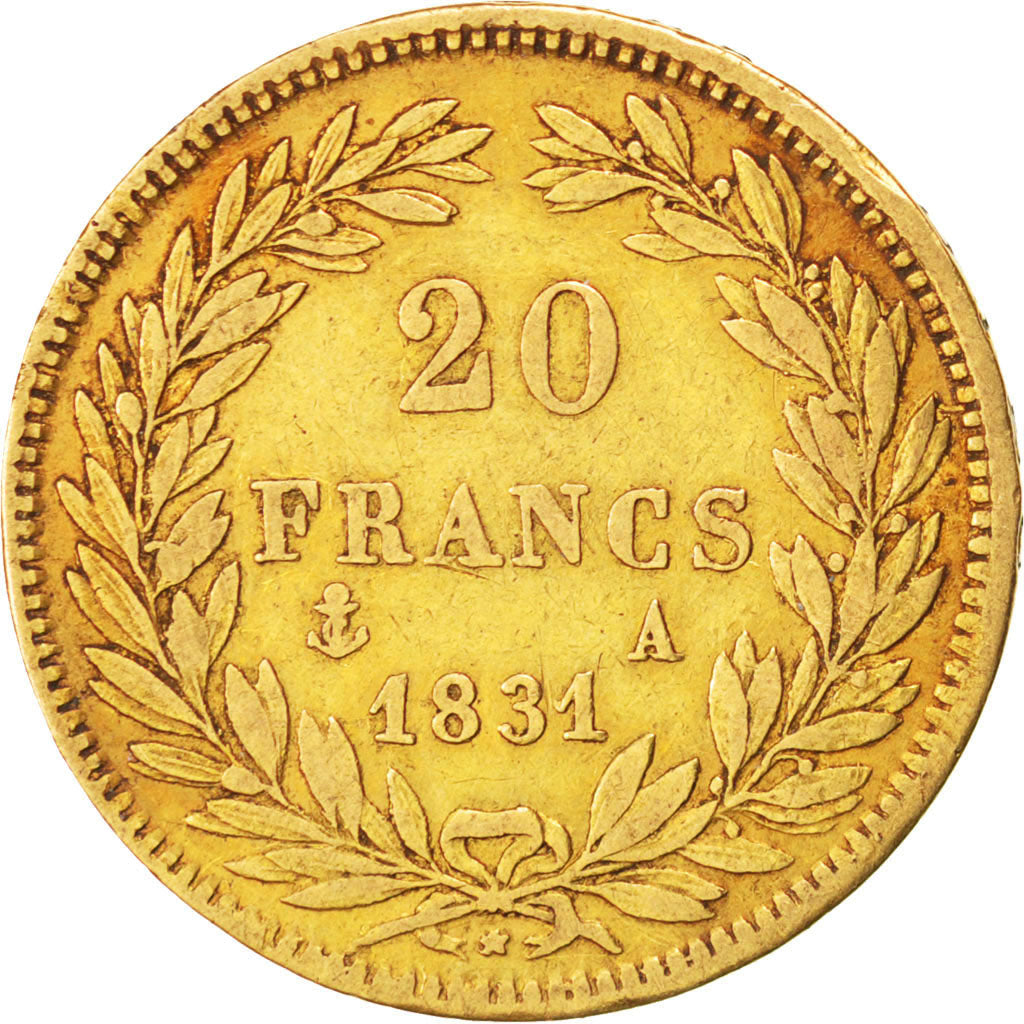FRANCE, Louis-Philippe, 20 Francs, 1831, Paris, KM #739.1, EF(40-45), Gold,...