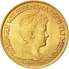 NETHERLANDS, 10 Gulden, 1917, KM #149, AU(55-58), Gold, 22.5, 6.73