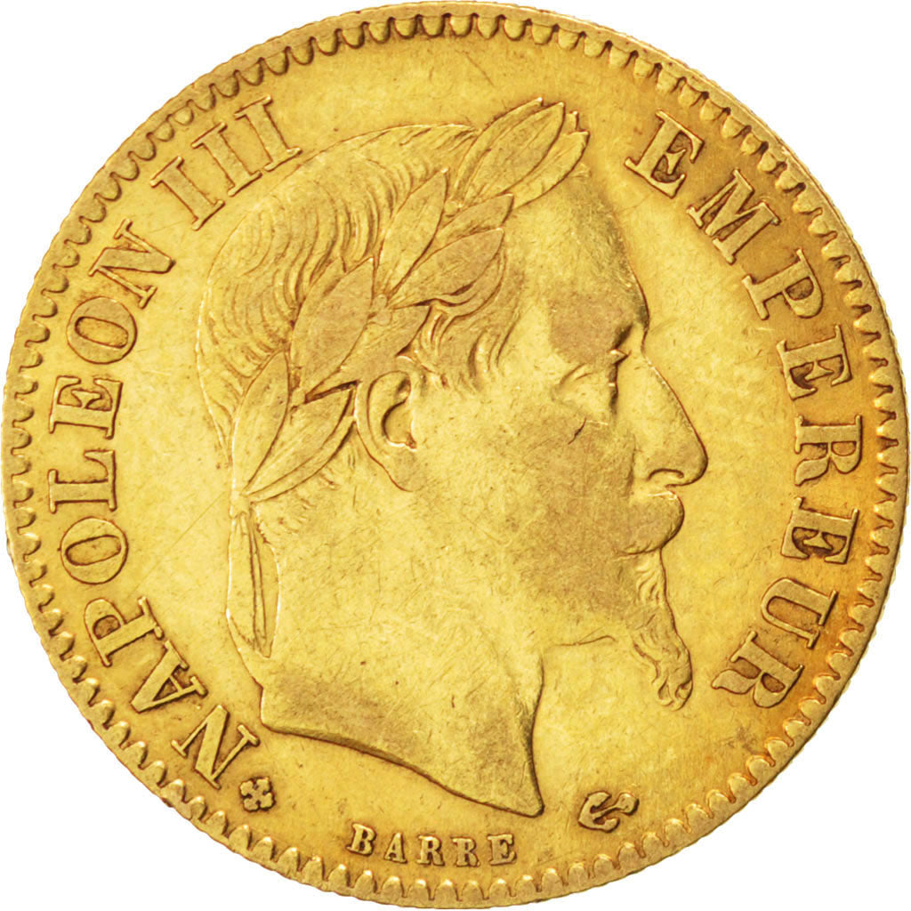 FRANCE, Napoléon III, 10 Francs, 1867, Strasbourg, KM #800.2, EF(40-45), Gold, G