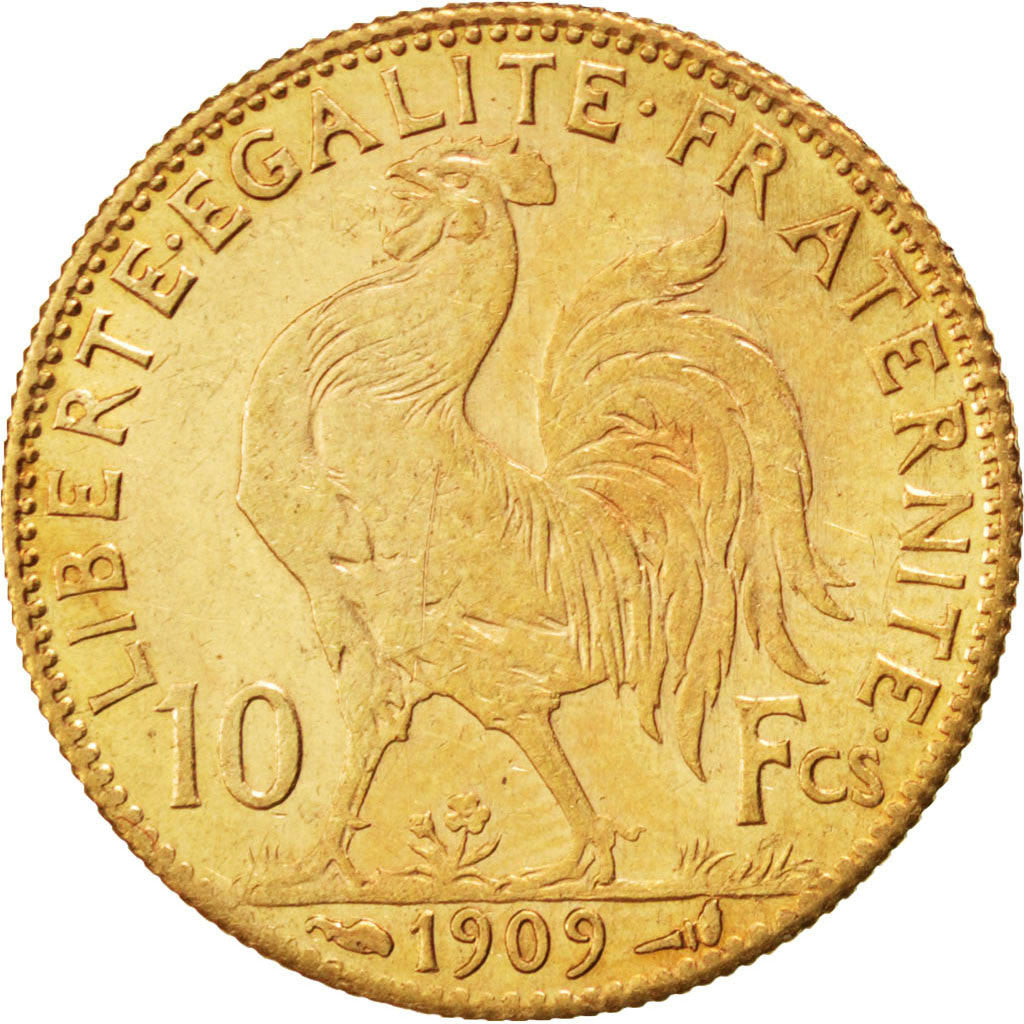 Coin, France, Marianne, 10 Francs, 1909, Paris, AU(50-53), Gold, KM:846