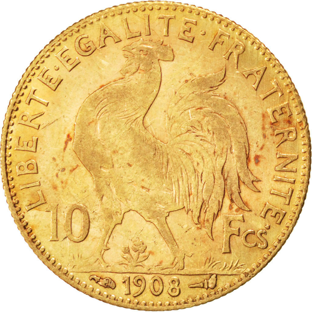 Coin, France, Marianne, 10 Francs, 1908, Paris, EF(40-45), Gold, KM:846