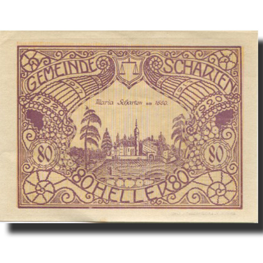 Banknot, Austria, Scharten, 80 Heller, château, Undated, Undated, UNC(63)