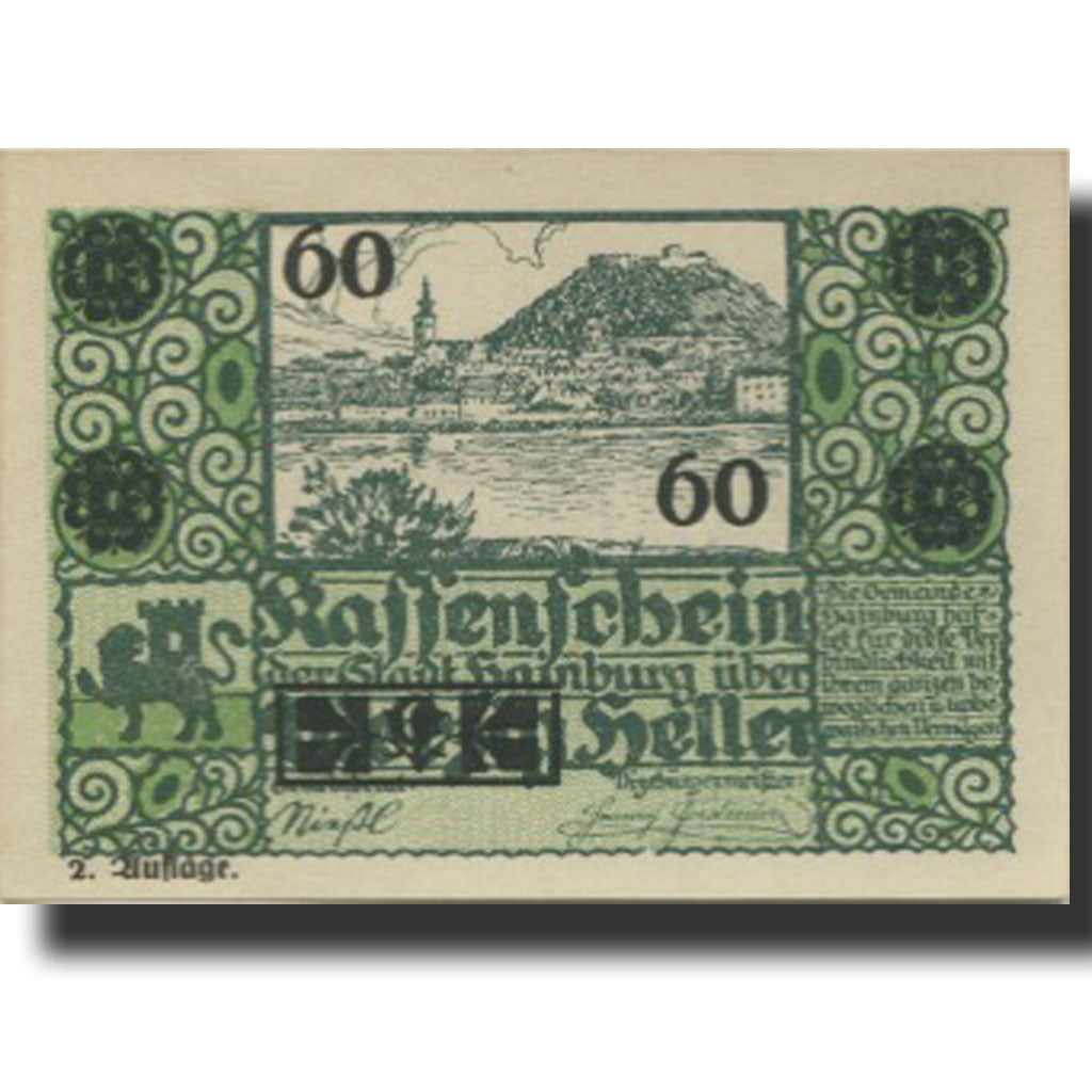 Banknote, Austria, Hainburg, 60 Heller, village, 1920 UNC(63) Mehl:FS 337c