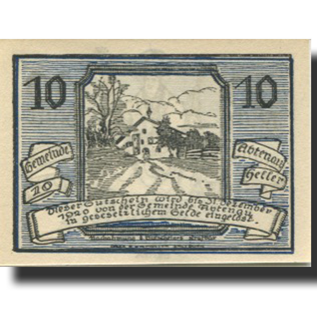 Banknote, Austria, Abtenau, 10 Heller, Eglise, 1920 UNC(63) Mehl:FS 3a