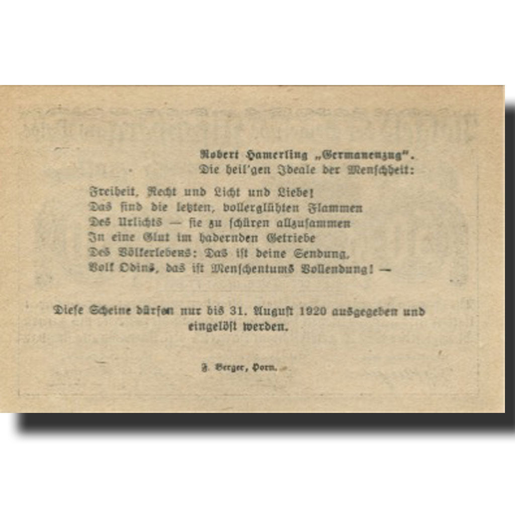 Banknote, Austria, Kirchberg, 50 Heller, château, 1920 UNC(63) Mehl:FS 440a