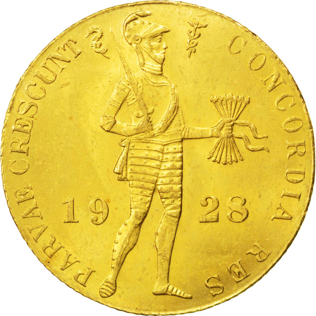 Netherlands, Ducat, 1928, Utrecht, KM #83.1a, MS(63), Gold, 3.47