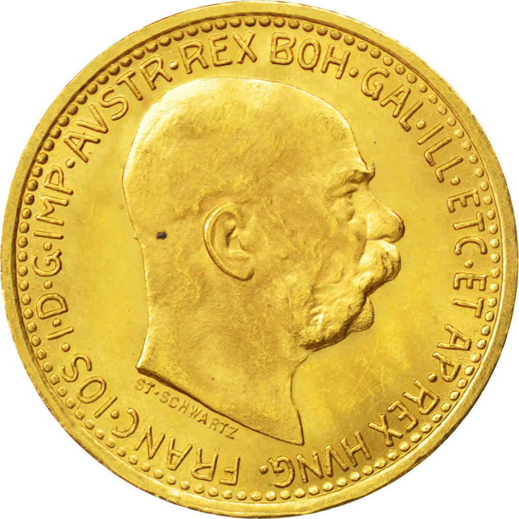 AUSTRIA, 10 Corona, 1912, KM #2816, MS(60-62), Gold, 19, 3.39