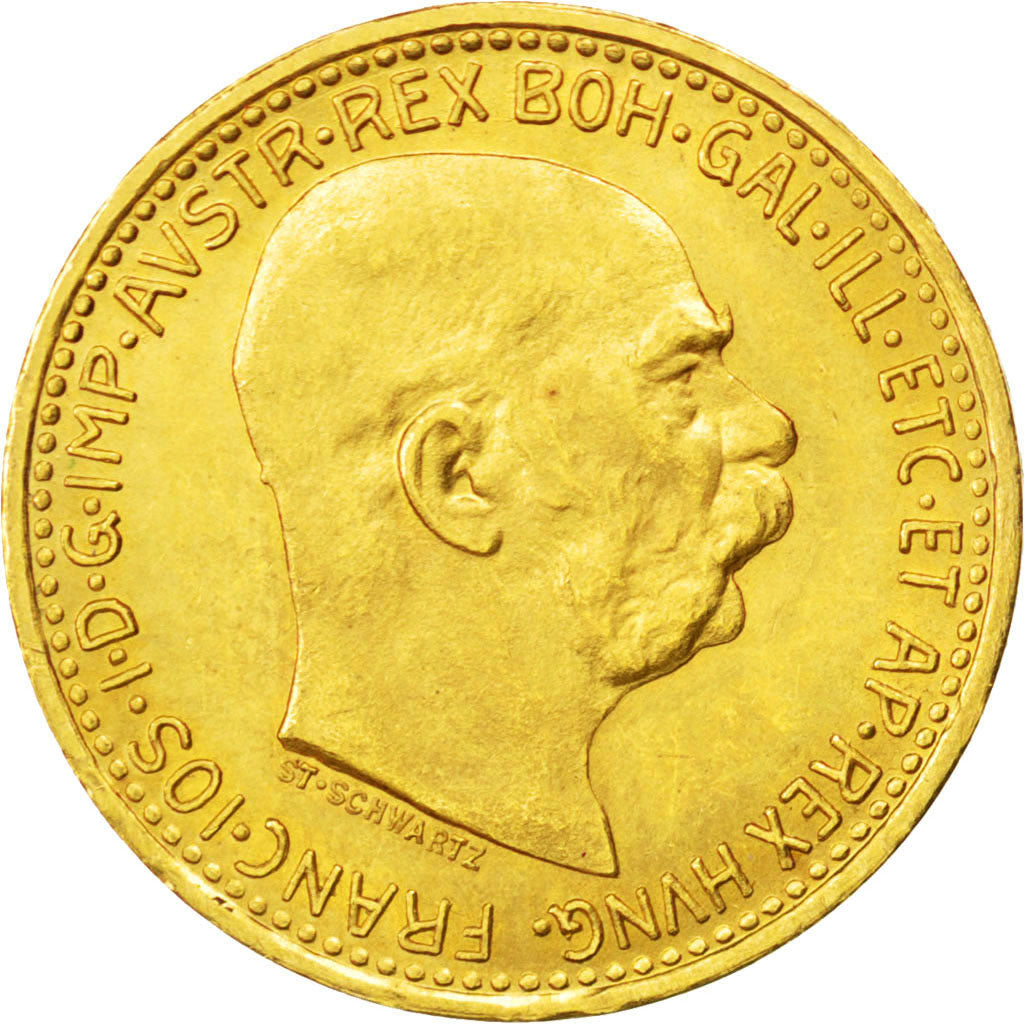 AUSTRIA, 10 Corona, 1912, KM #2816, MS(60-62), Gold, 19, 3.37