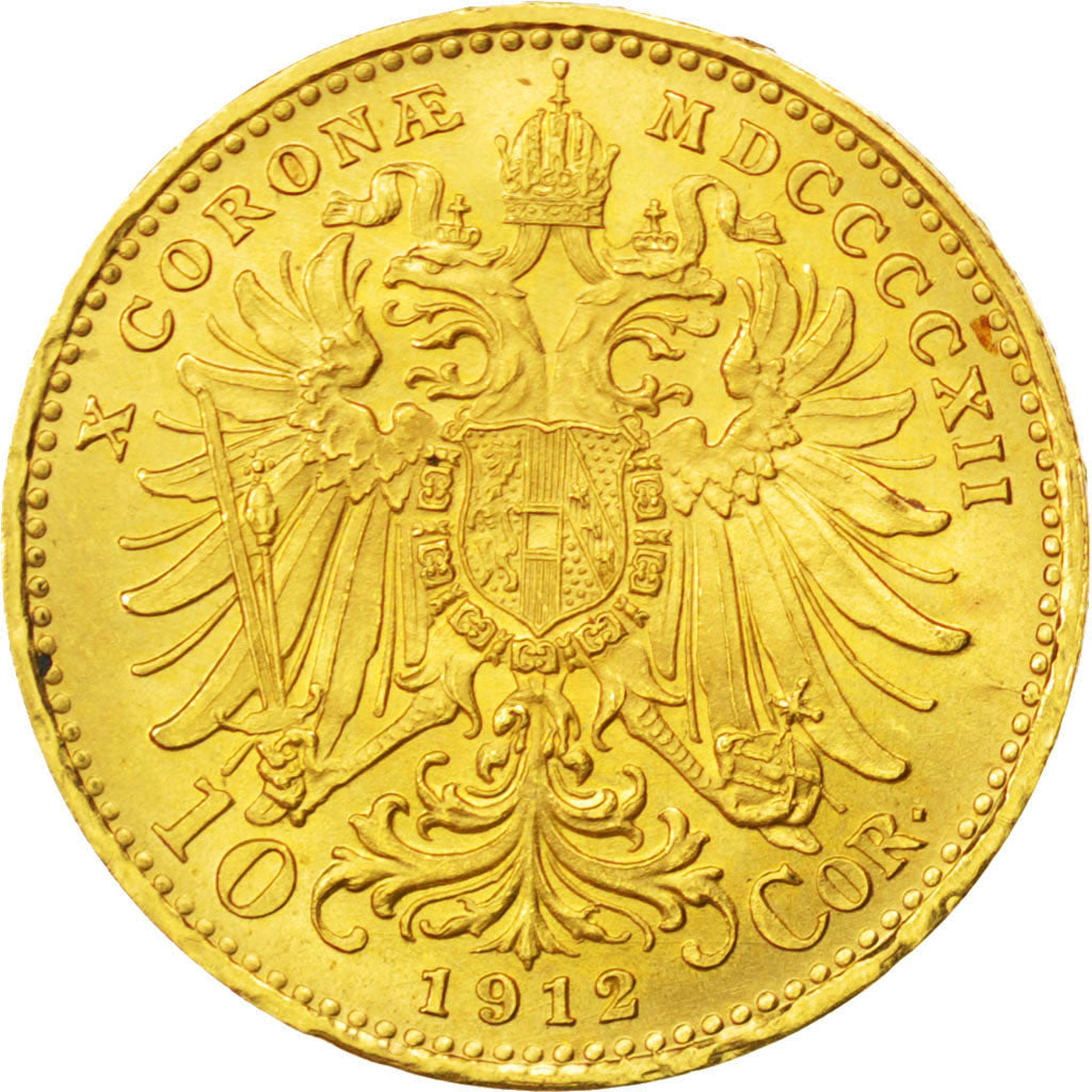 AUSTRIA, 10 Corona, 1912, KM #2816, MS(60-62), Gold, 19, 3.37