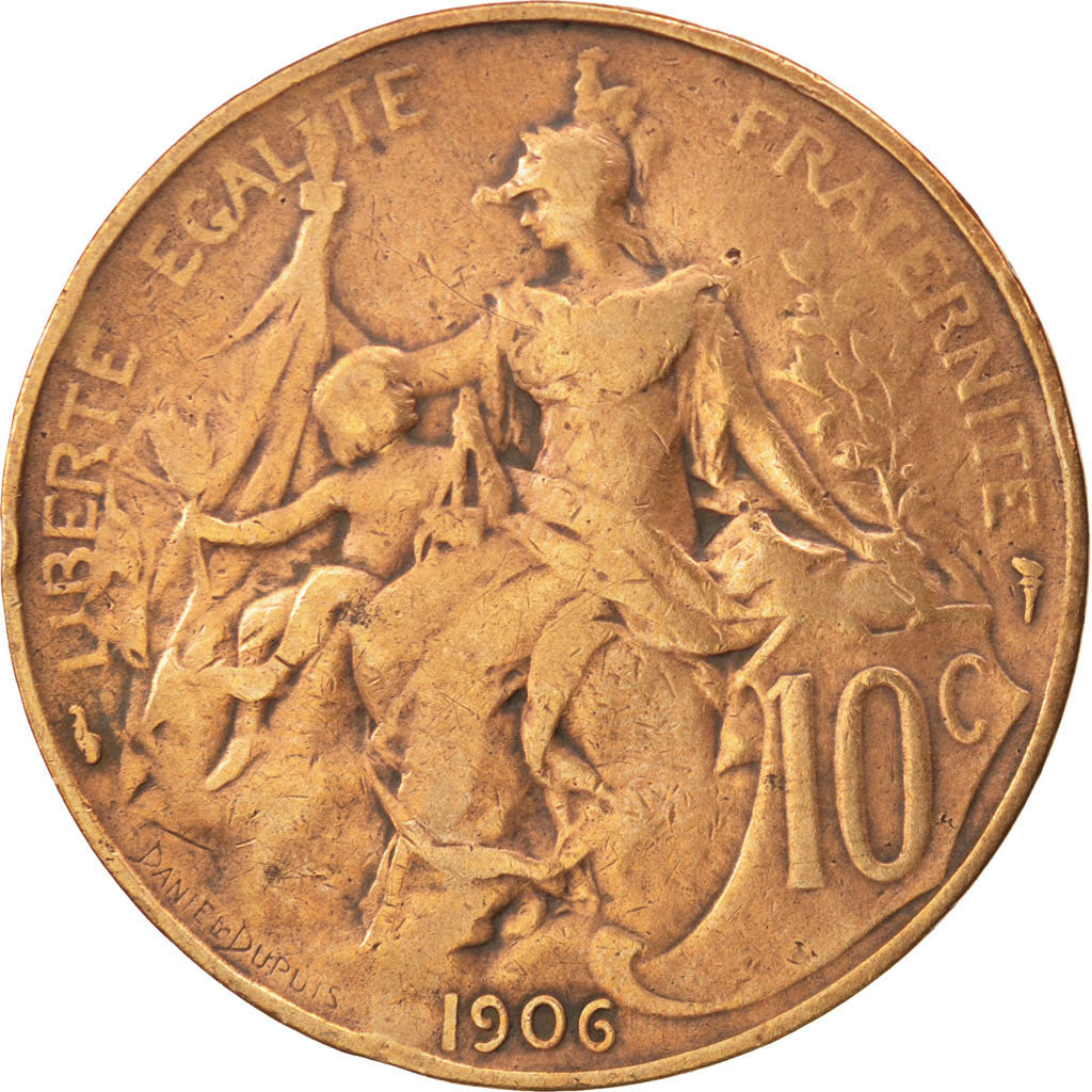 Francia, Dupuis, 10 Centimes, 1906, MB, Bronzo, KM:843, Gadoury:277