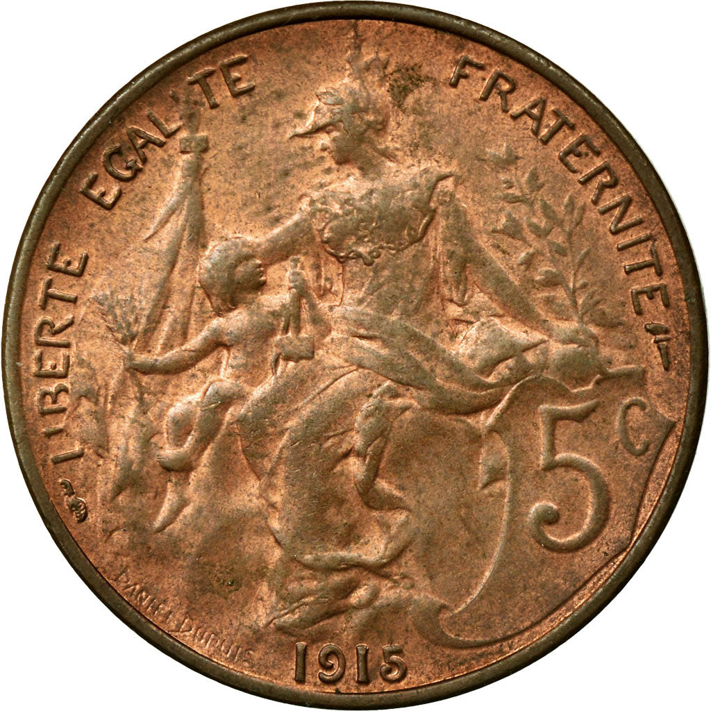 Monnaie, France, Dupuis, 5 Centimes, 1915, SUP, Bronze, KM:842, Gadoury:165