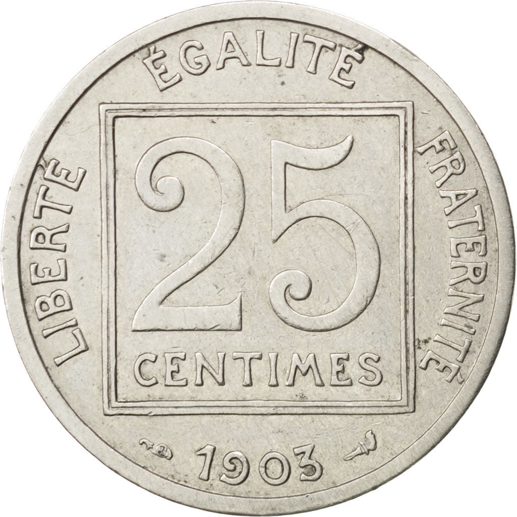 Francia, Patey, 25 Centimes, 1903, BB, Nichel, KM:855, Gadoury:362
