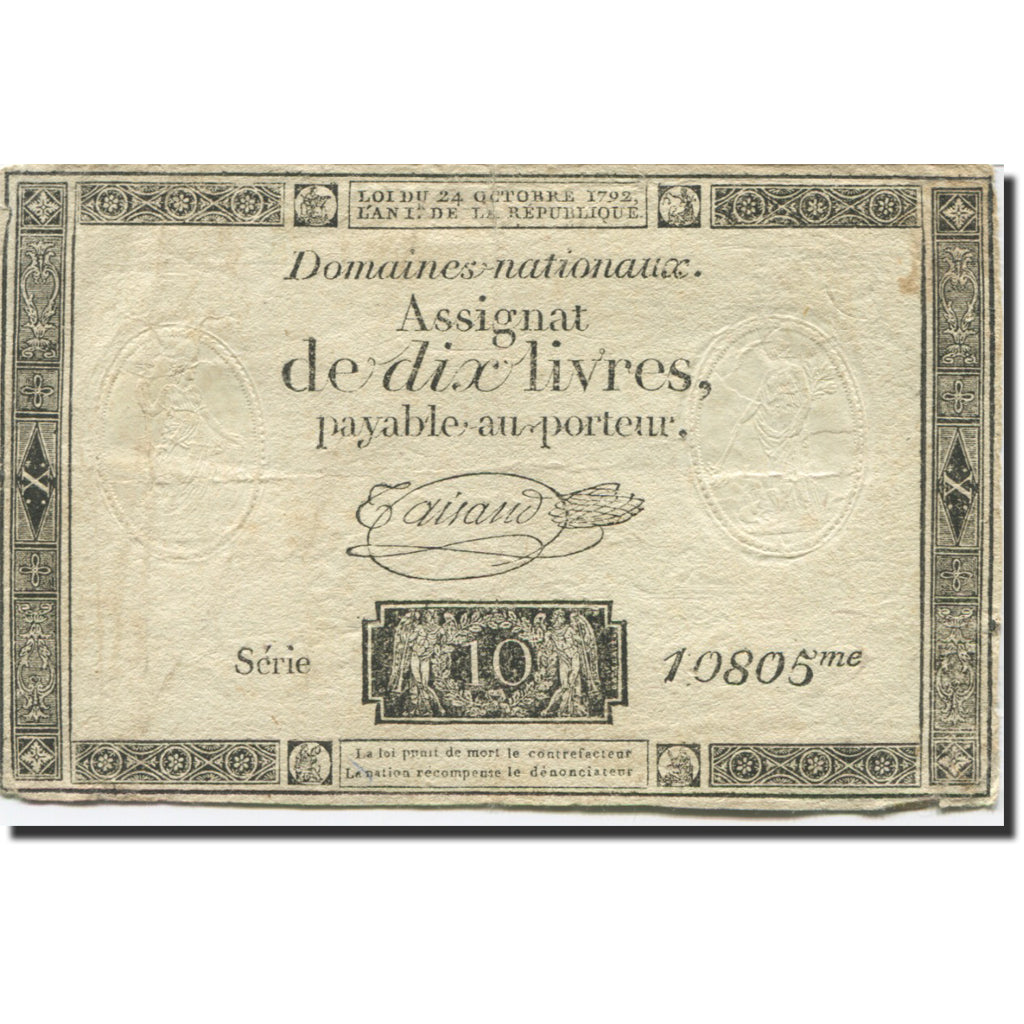 France, 10 Livres, 1792, Taisaud, 1792-10-24, TTB, KM:A66a