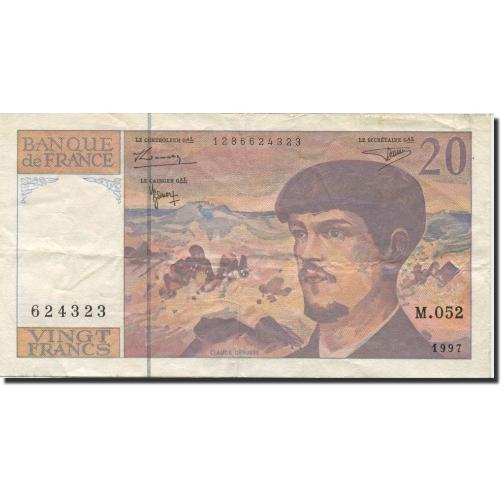 France, 20 Francs, Debussy, 1997, 1997, AU(50-53), Fayette:66ter.2, KM:151i
