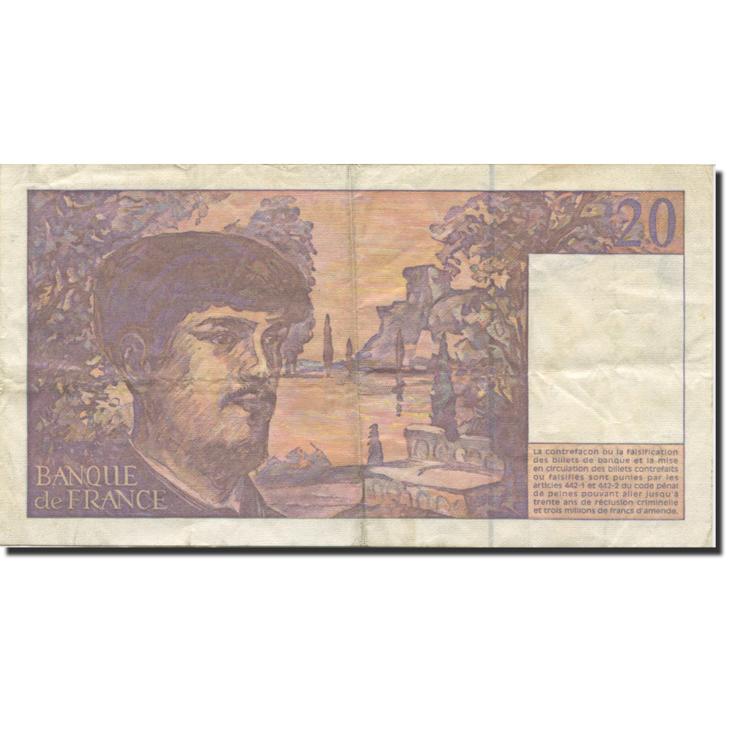 France, 20 Francs, Debussy, 1997, 1997, AU(50-53), Fayette:66ter.2, KM:151i