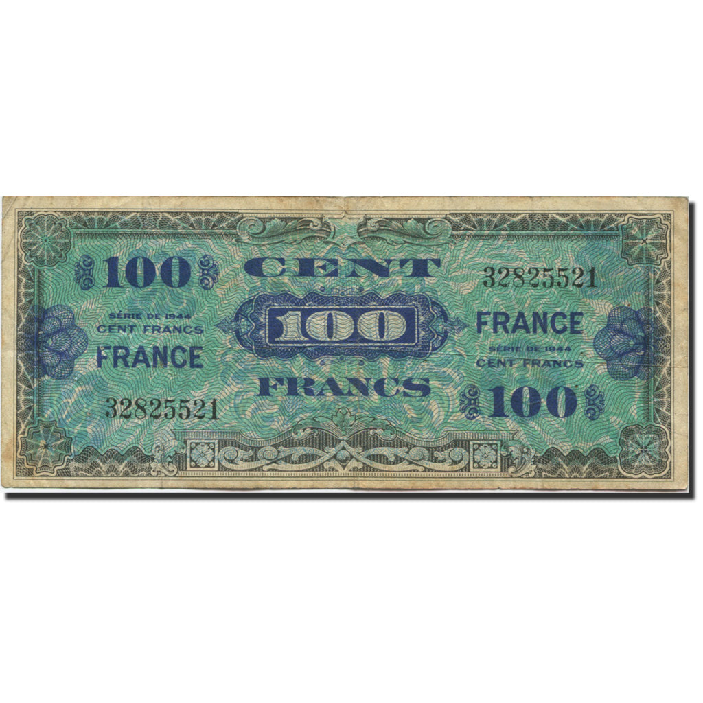 France, 100 Francs, 1945 Verso France, 1945, 1945-06-04, VF(30-35)