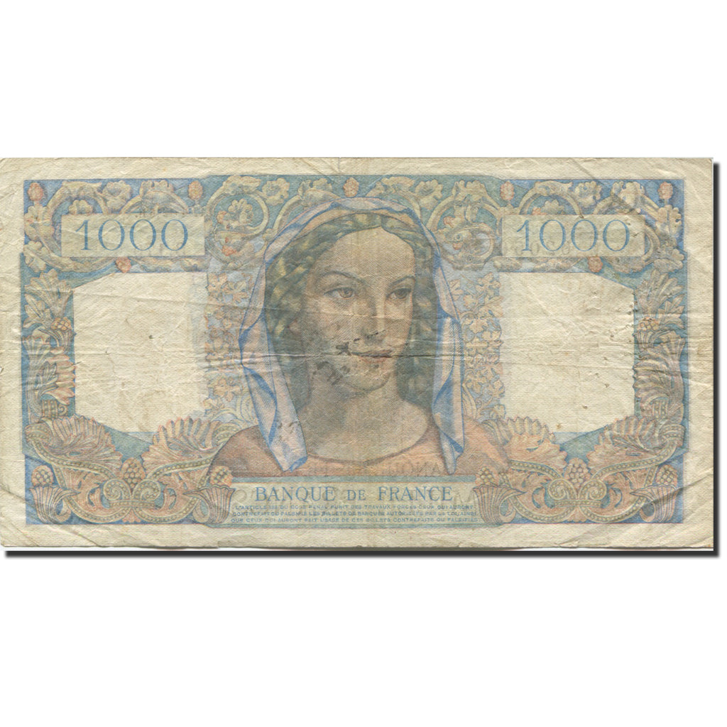 France, 1000 Francs, Minerve et Hercule, 1945, 1946-01-17, VF(20-25)