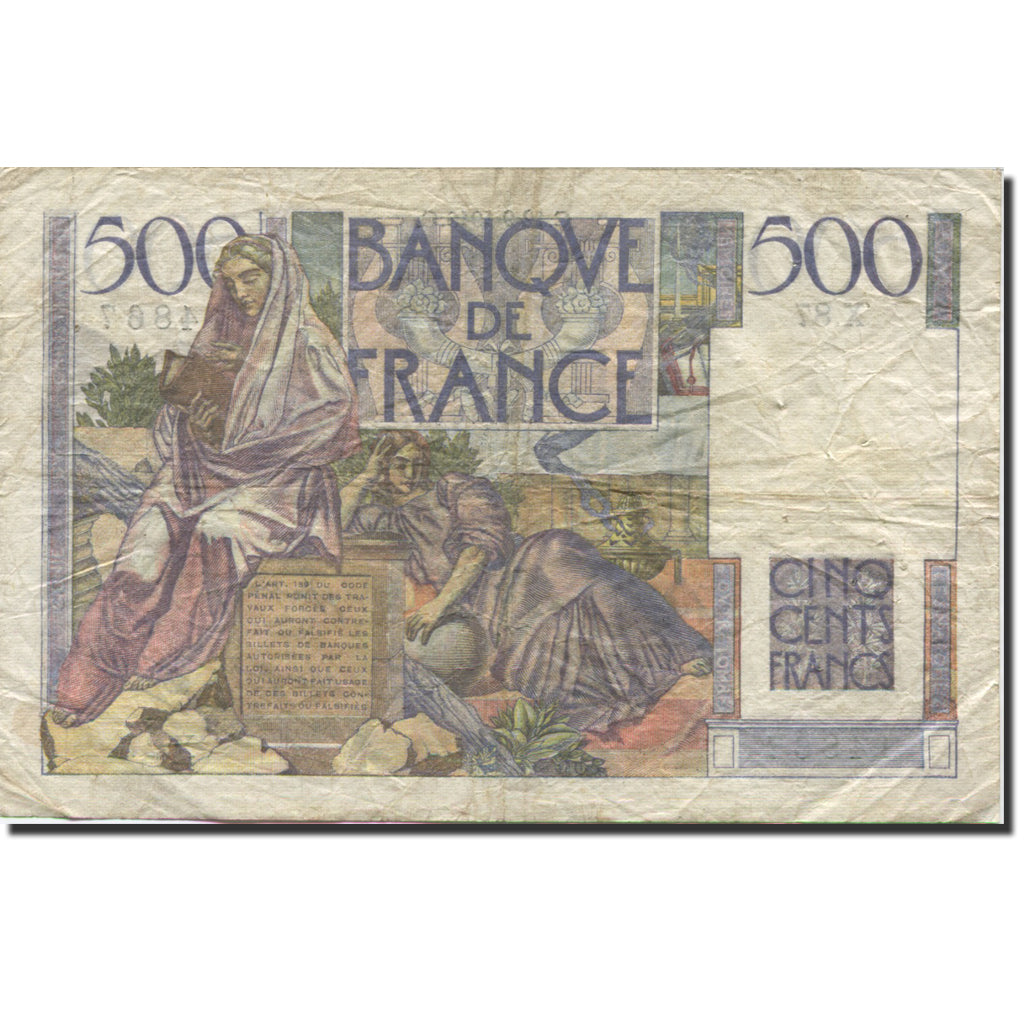 Francia, 500 Francs, Chateaubriand, 1945, 1946-09-12, MB, Fayette:34.06, KM:129a