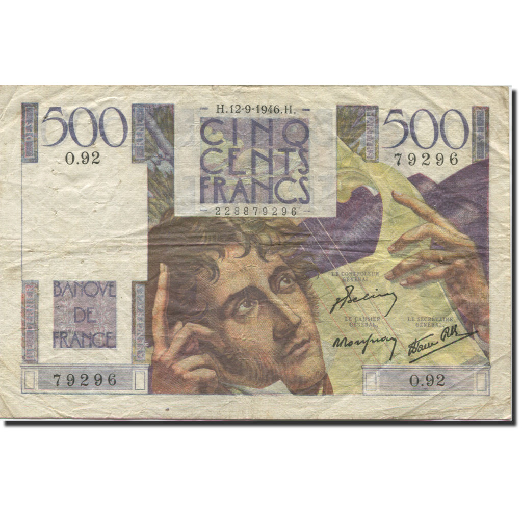 Frankrijk, 500 Francs, Chateaubriand, 1945, 1946-09-12, TB, Fayette:34.06
