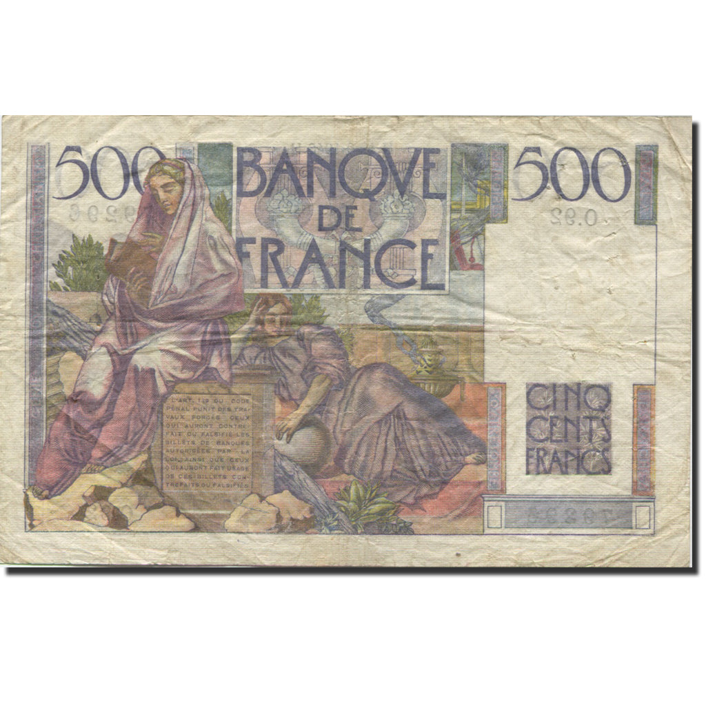 Frankrijk, 500 Francs, Chateaubriand, 1945, 1946-09-12, TB, Fayette:34.06