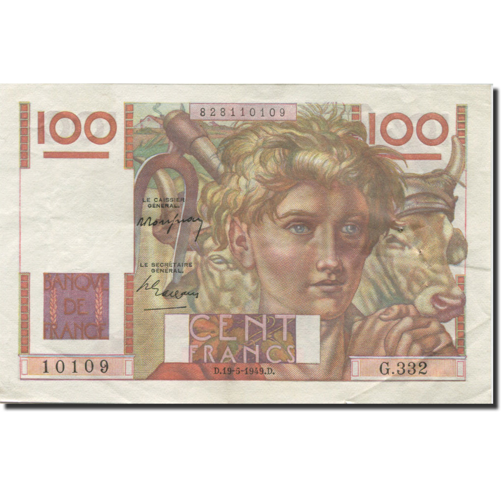 Francia, 100 Francs, Jeune Paysan, 1945, 1949-05-19, BB, Fayette:28.24, KM:128b