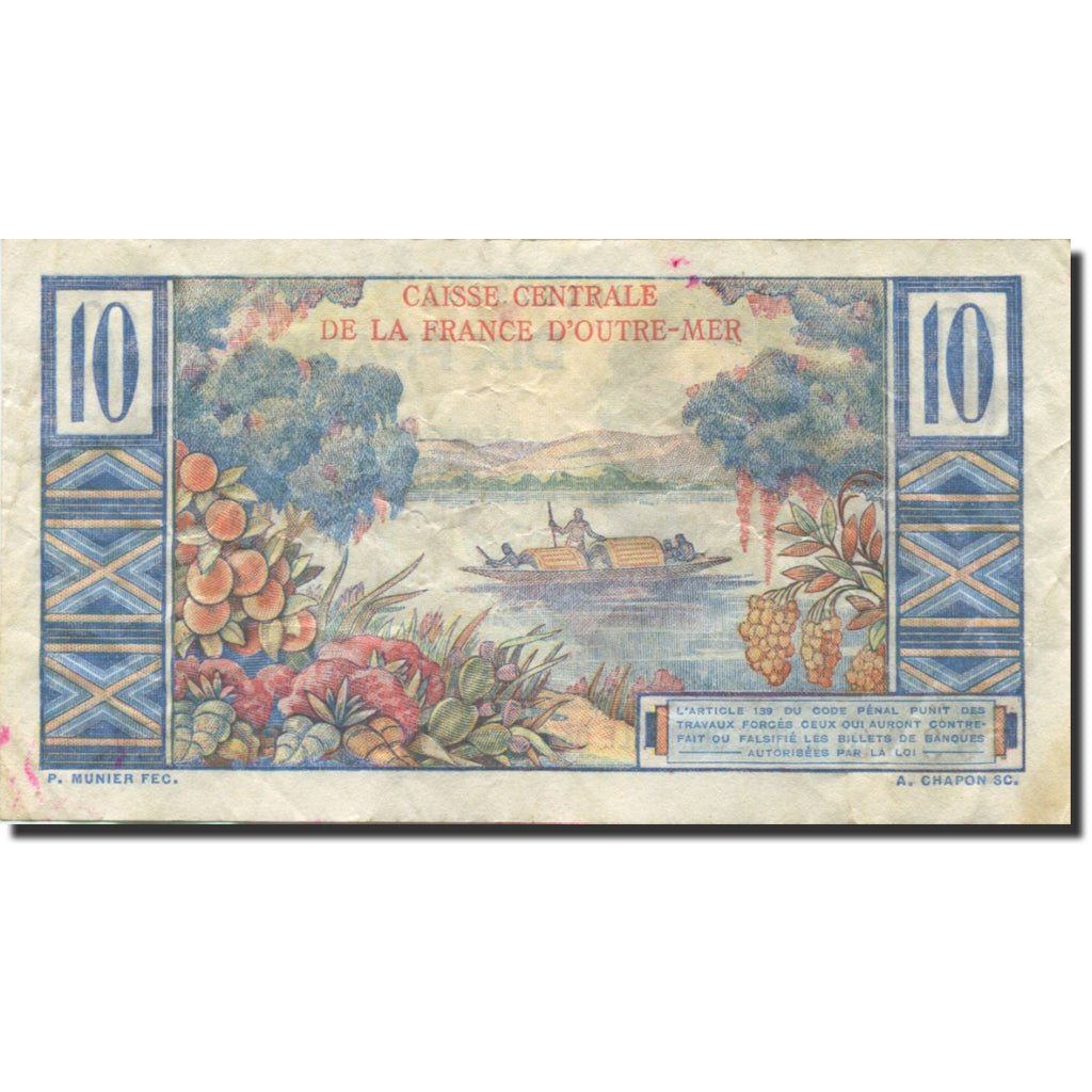Banknote, French Equatorial Africa, 10 Francs, undated 1947, KM:21, VF(30-35)