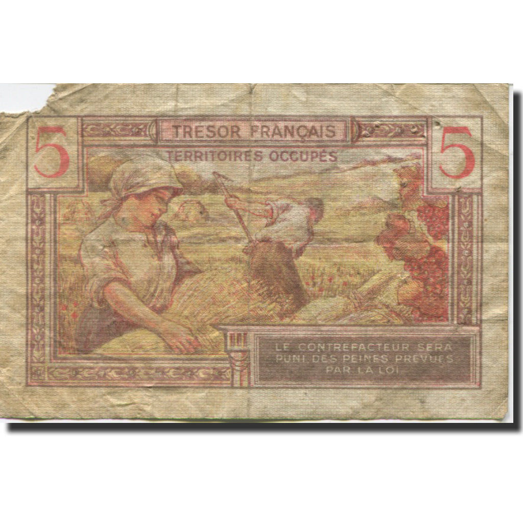 Francia, 5 Francs, 1947 French Treasury, 1947, 1947, B, Fayette:VF 29.1, KM:M6a