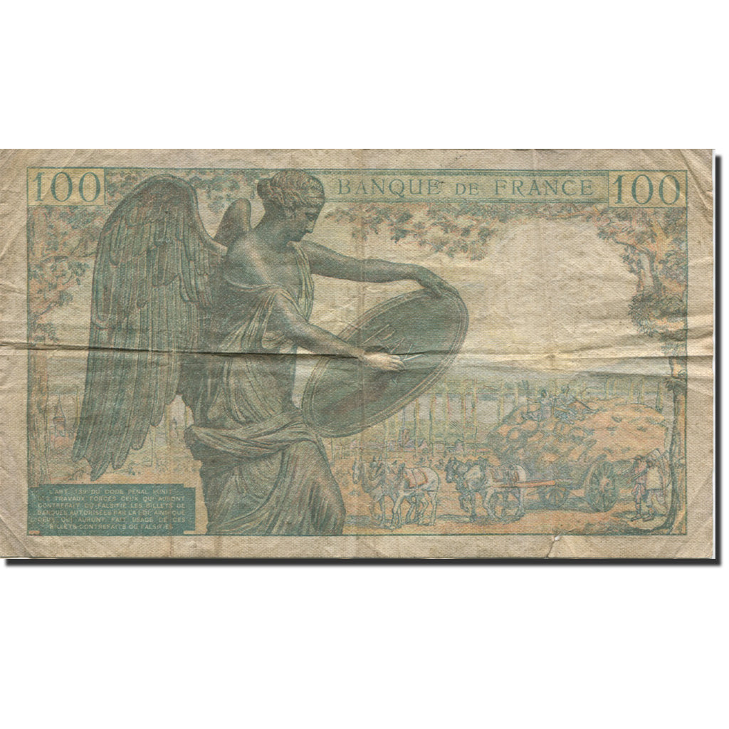 France, 100 Francs, Descartes, 1942 VF(20-25), Fayette:27.1 Mehl:101.1a