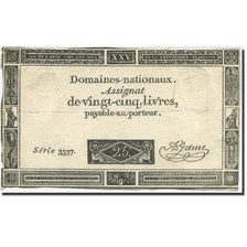 Francja, 25 Livres, 1793, A.Jame, 1793-06-06, VF(30-35), KM:A71