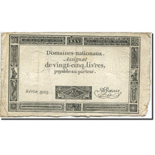 Francja, 25 Livres, 1793, A.Jame, 1793-06-06, VF(20-25), KM:A71