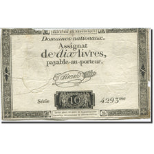 França, 10 Livres, 1792, Taisaud, 1792-10-24, VF(20-25), KM:A66b