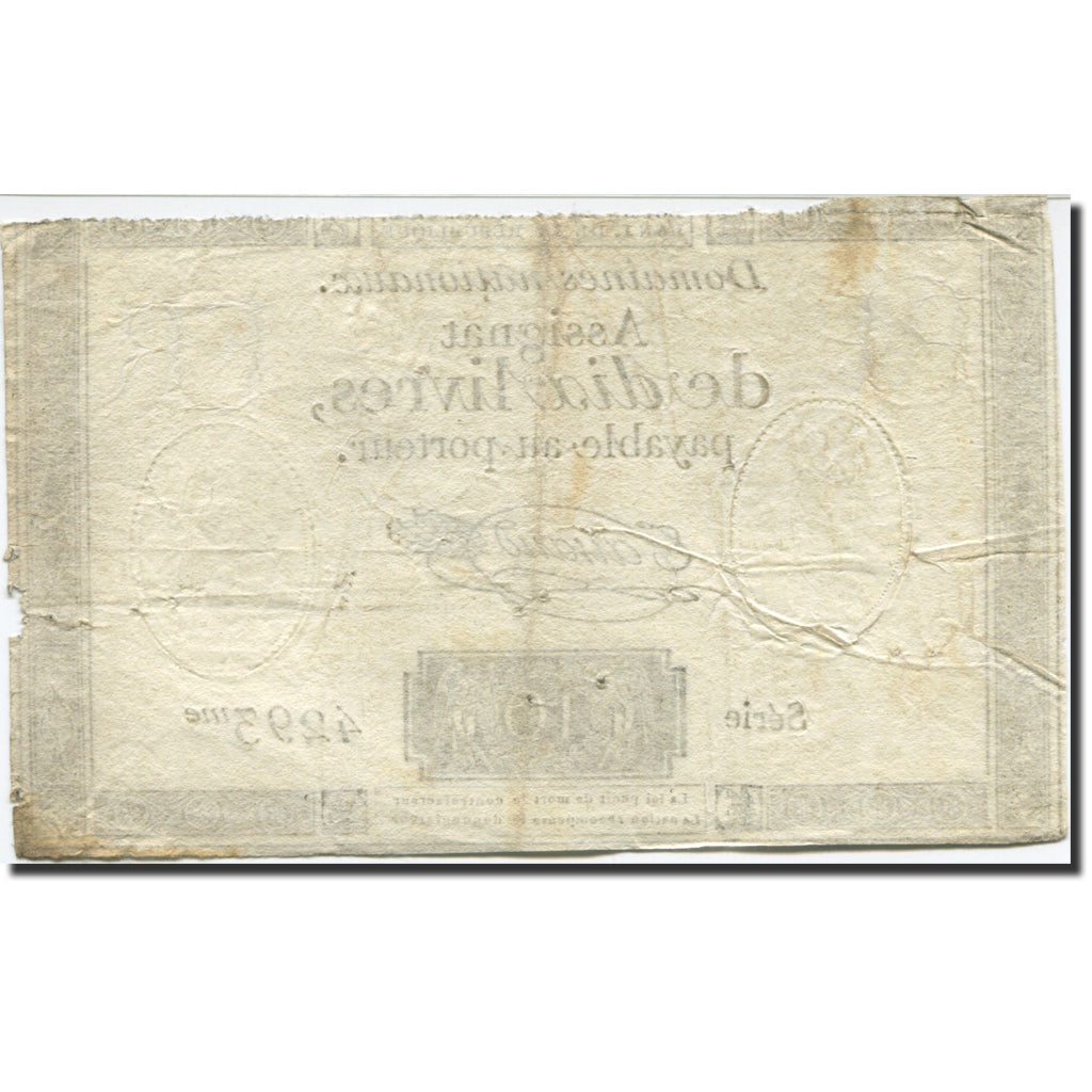 França, 10 Livres, 1792, Taisaud, 1792-10-24, VF(20-25), KM:A66b
