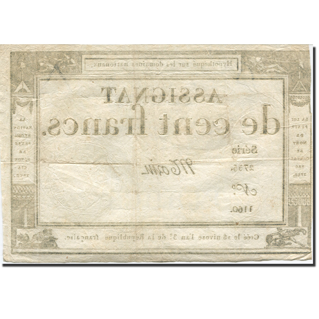 France, 100 Francs, 1795, Morin, 1795-01-07, VF(20-25), KM:A78