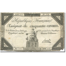 France, 50 Livres, 1792, Barraud, 1792-12-14, B+, KM:A72